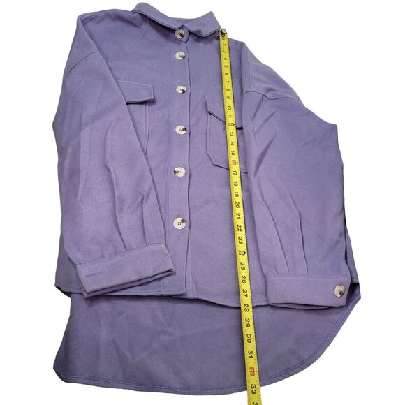 Women Oversized Button-Up Shirt Jacket With Flap Pockets & Collared Neckline XXL - Picture 11 of 11